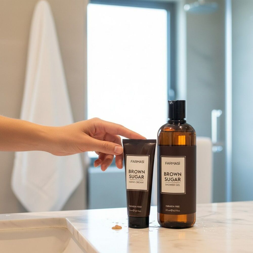 Farmasi Brown Sugar Hand Cream & Shower Gel Set Paraben Free Skincare